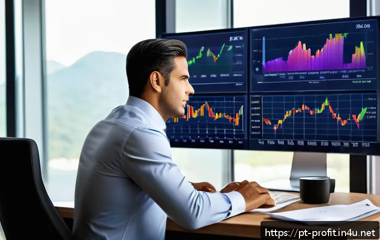 주식 배당금 수익 - A professional Brazilian investor in a modern home office setting, analyzing dividend stock charts o...
