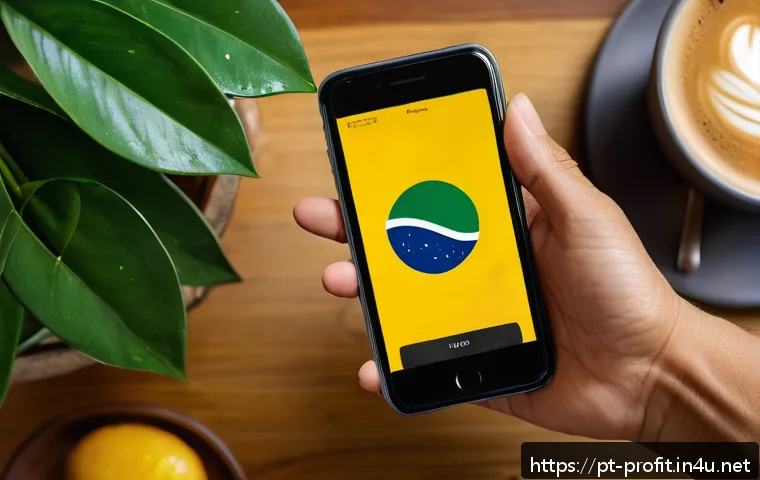 앱 개발 및 수익화 - A vibrant smartphone screen displaying a Brazilian finance app interface in Portuguese, featuring lo...
