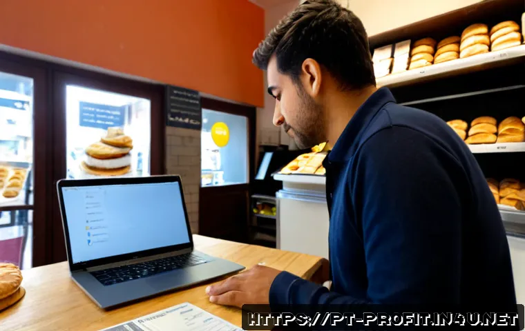로컬 SEO 활용 수익 창출 - Photorealistic local SEO business success scene in Portugal: a Portuguese bakery owner in a clean, s...